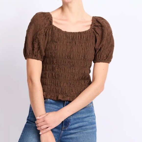 Design History Nina Smocked Puff Sleeve Blouse-NWT - Picture 1 of 7